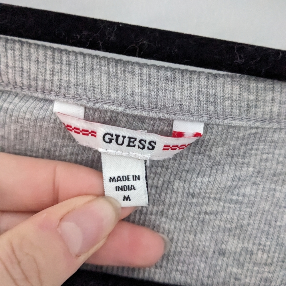 Guess Women's grey long sleeve V-neck top - Size US M - Picture 2 of 8
